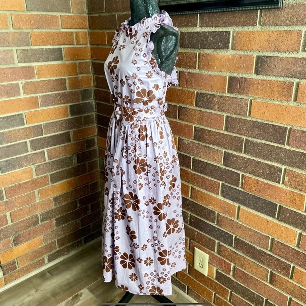 Kate Spade Floral Maxi Dress in Lavender and Brown